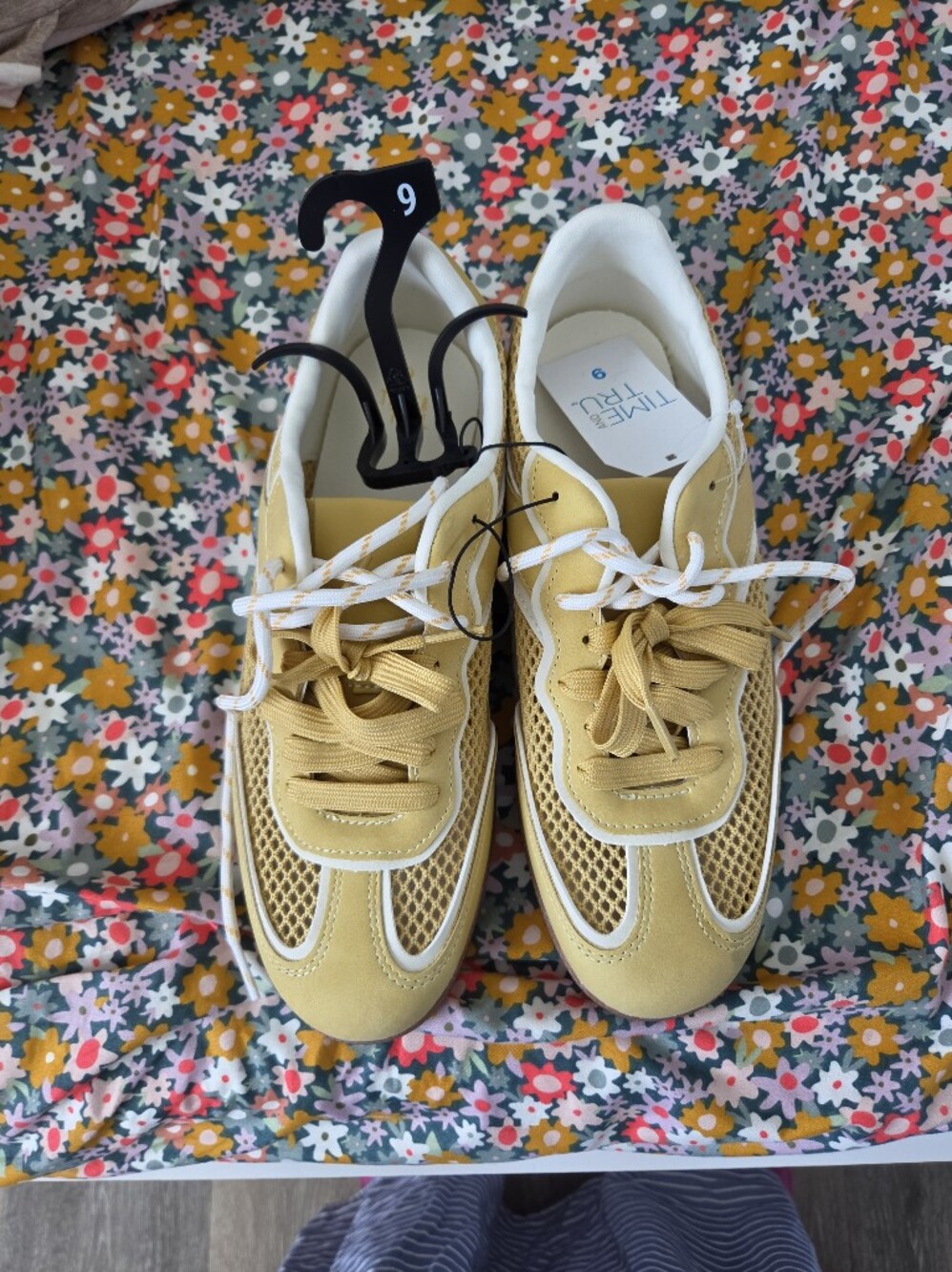 Time and Tru Mustard Yellow Mesh & Suede Lace-Up Sneakers - Women